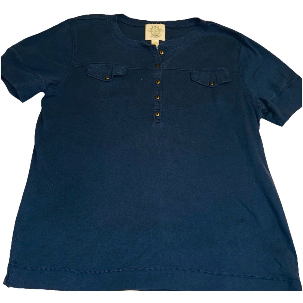 Lauren Jeans Co Ralph Lauren Navy Henley Top Military Pocket Shirt L
